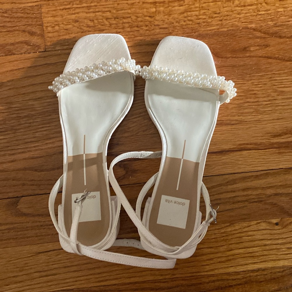 Dolce Vita White Pearl Embellished Sandals